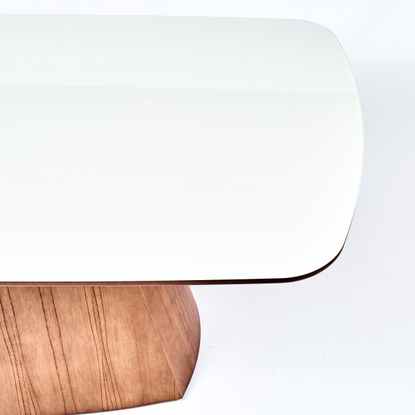 MESA CONCEPT 2.20MT BASE CASTANO VIDRO BEGE