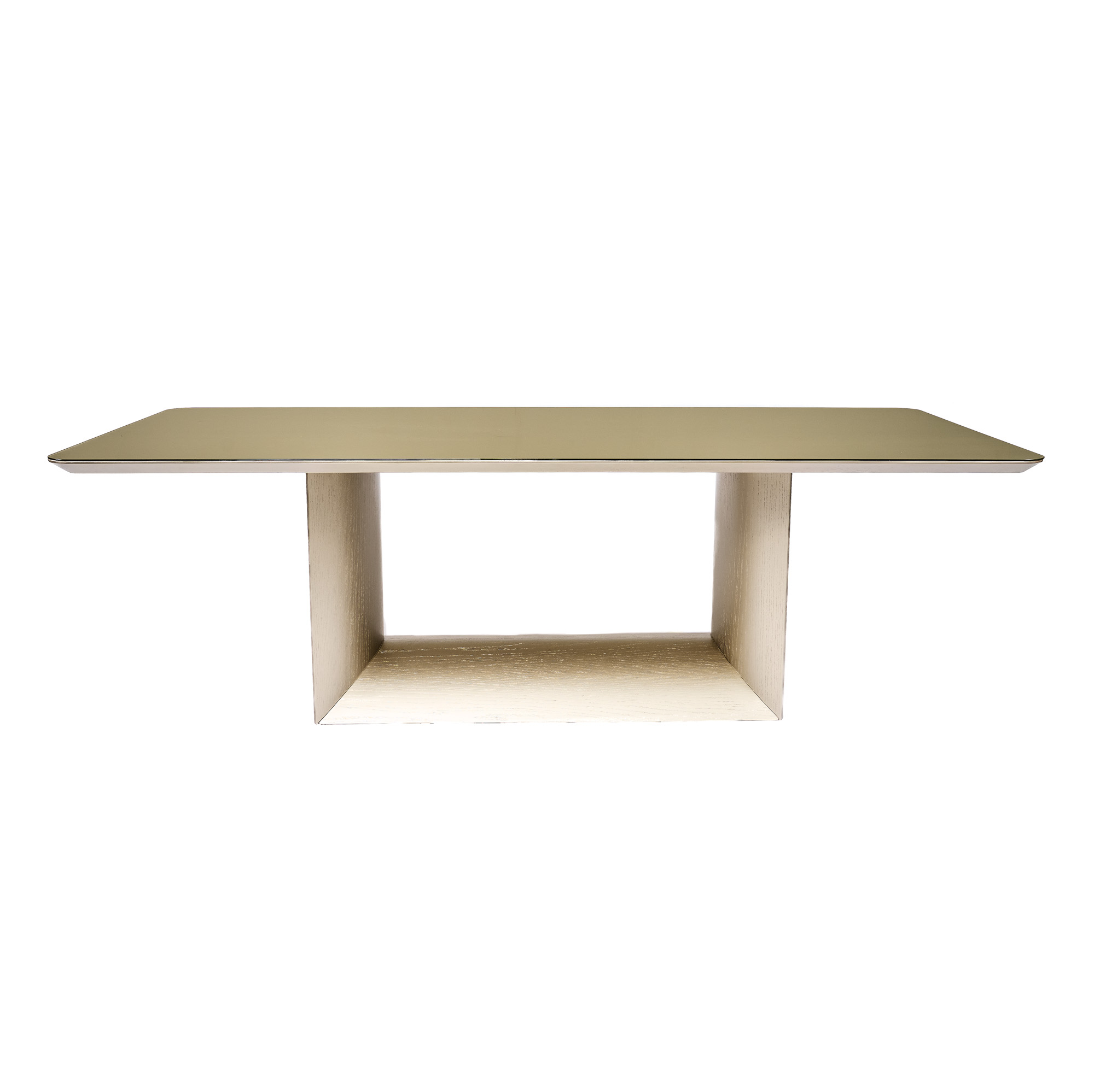MESA ARCO 2.40MT NUDE TOPE VIDRO NUDE: imagen 1