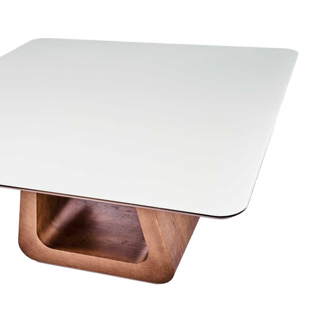 MESA ANABELLE 1.37mt CUADRADA TOPE VIDRIO OFF WHITE