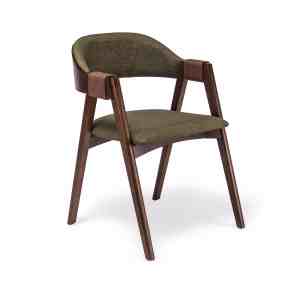 Silla Corda en madera imbuia con cuerda marrón y tapizado verde diseño moderno