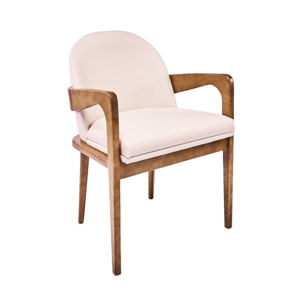 SILLA DE COMEDOR TAPIZADO BEGE DE MADERA