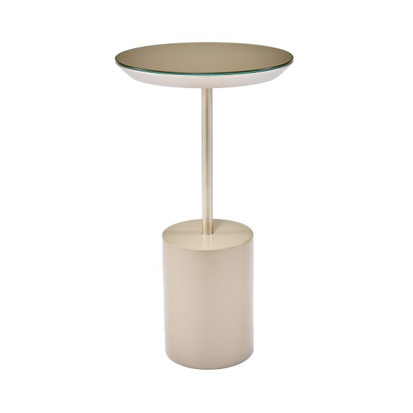 mesa lateral minimalista base fendi metal nude tope de vidrio nude tribecahm.com Tribeca home