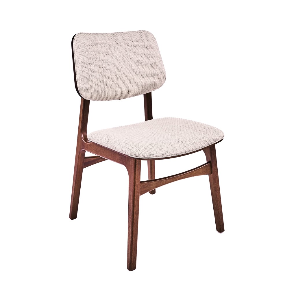 SILLA DE COMEDOR CON RESPALDAR DE MADERA TELA BEGE