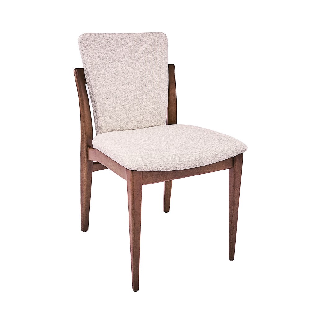 SILLA DE COMEDOR ELEGANTE DE MADERA TELA BEGE