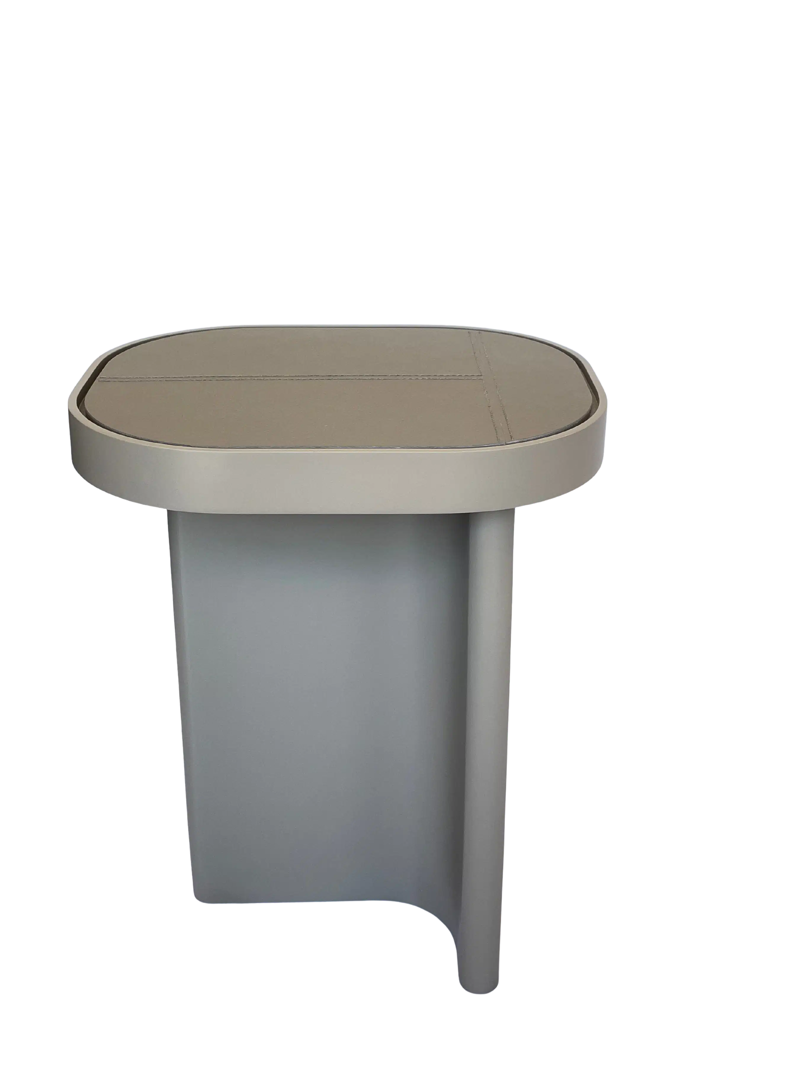 Sidetable Magna en laca fendi con tope en recouro cinza, mesa lateral moderna de