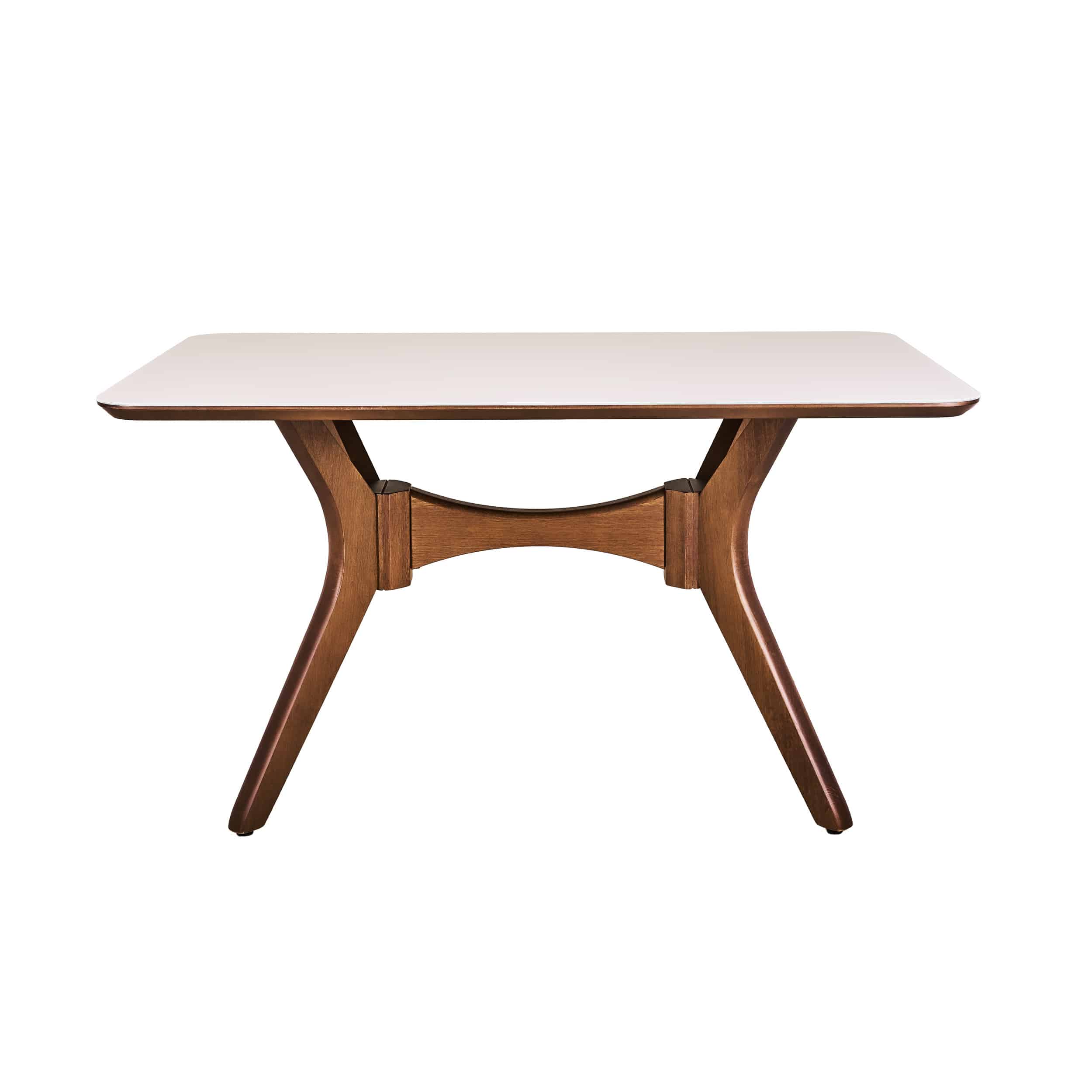 Mesa Wendy de 1.37 × 90 cm con base de madera maciza Imbuia y tope de vidrio Off White, Tribeca Home.