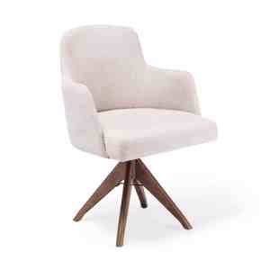 Silla Luizi giratoria madera tapizada beige moderna Panamá