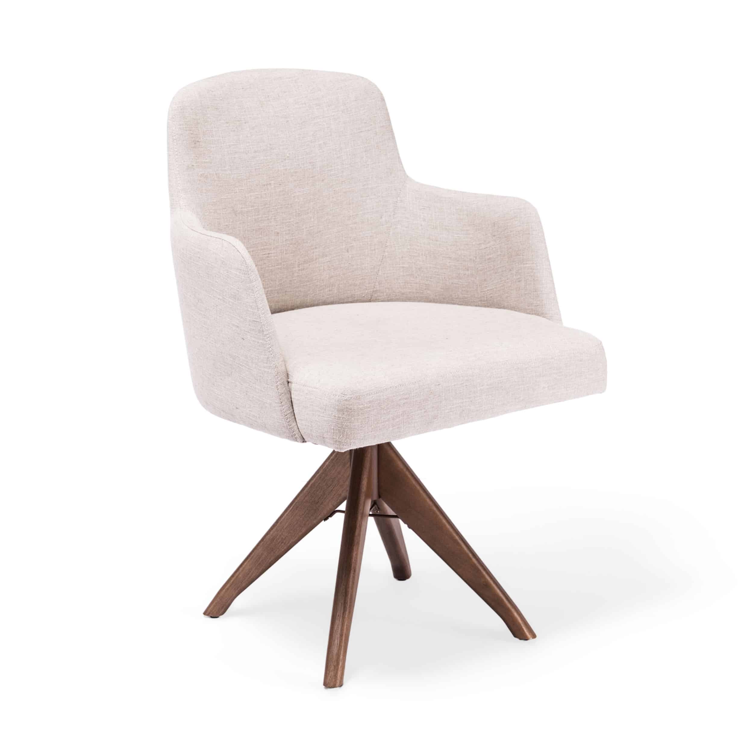 Silla Luizi giratoria madera tapizada beige moderna Panamá
