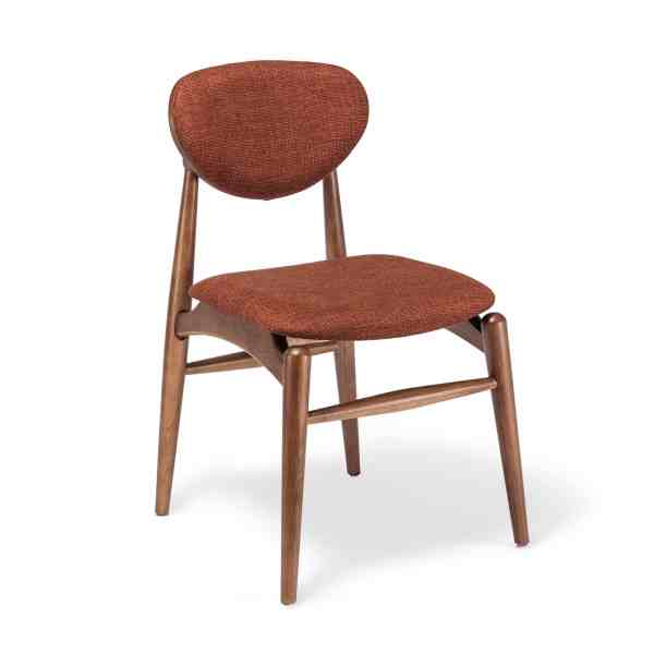 Silla Lena madera oscura tapizada terracota diseño moderno Panamá