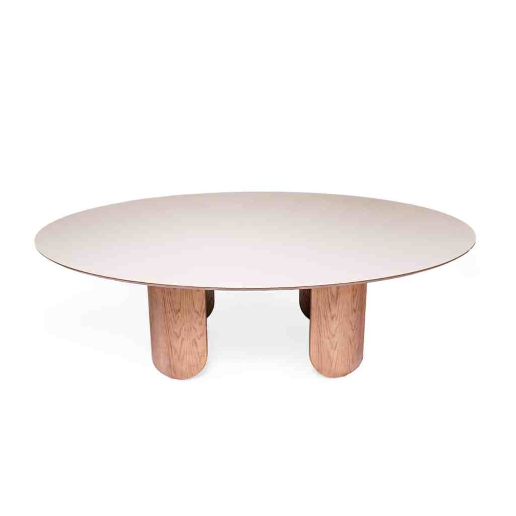 MESA AURORA 2.40mt BASE AMENDAO VIDRO OVAL FENDI