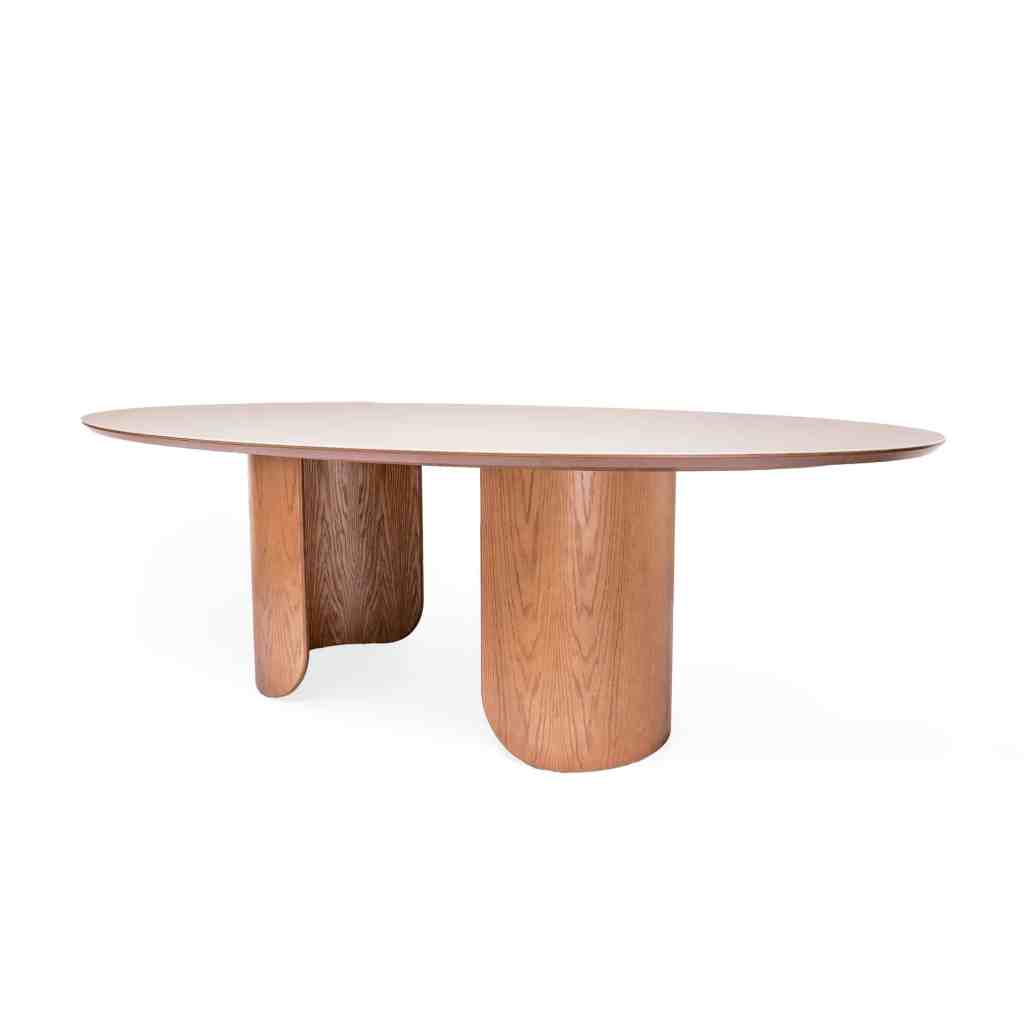 MESA AURORA 2.40mt BASE AMENDAO VIDRO OVAL FENDI