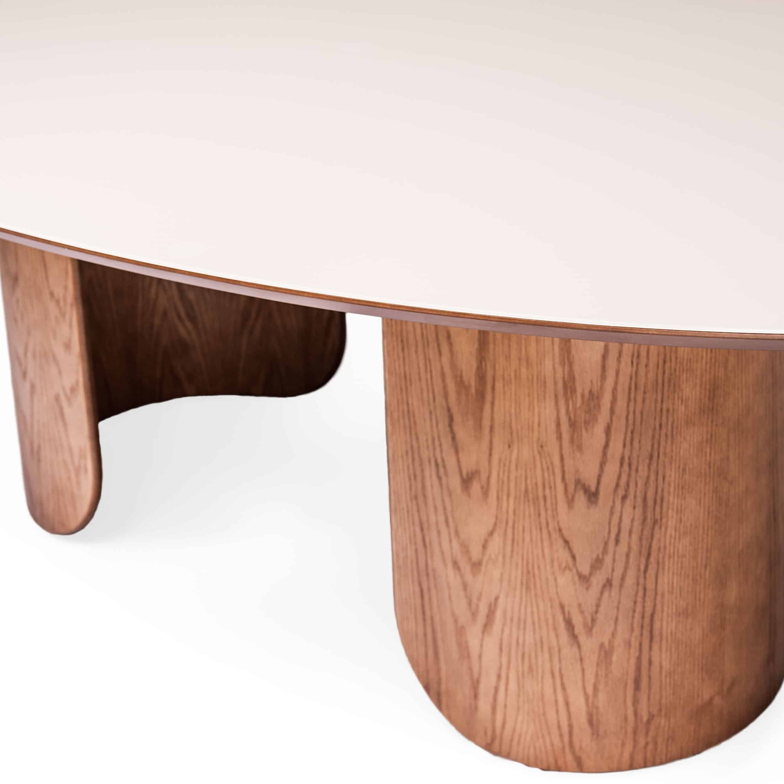 MESA AURORA 2.40mt BASE AMENDAO VIDRO OVAL FENDI: imagen 4