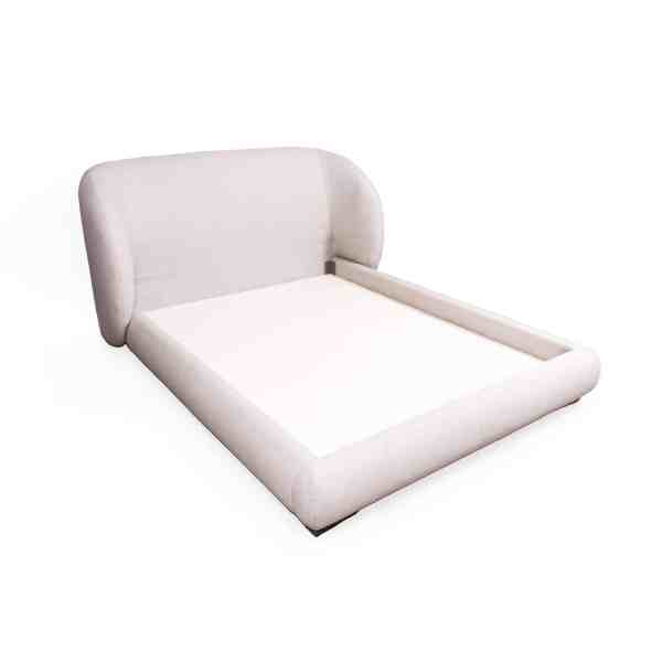 Cama Duna tapizada moderna con diseño curvo y estilo contemporáneo