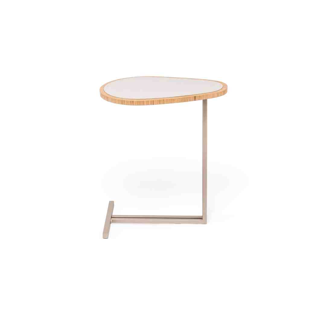 Mesa lateral moderna carvalho metal champagne para sofá Panamá