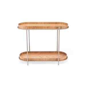 Mesa lateral moderna madera clara y metal diseño contemporáneo Panamá