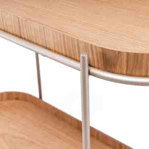 Mesa lateral moderna madera clara y metal diseño contemporáneo Panamá