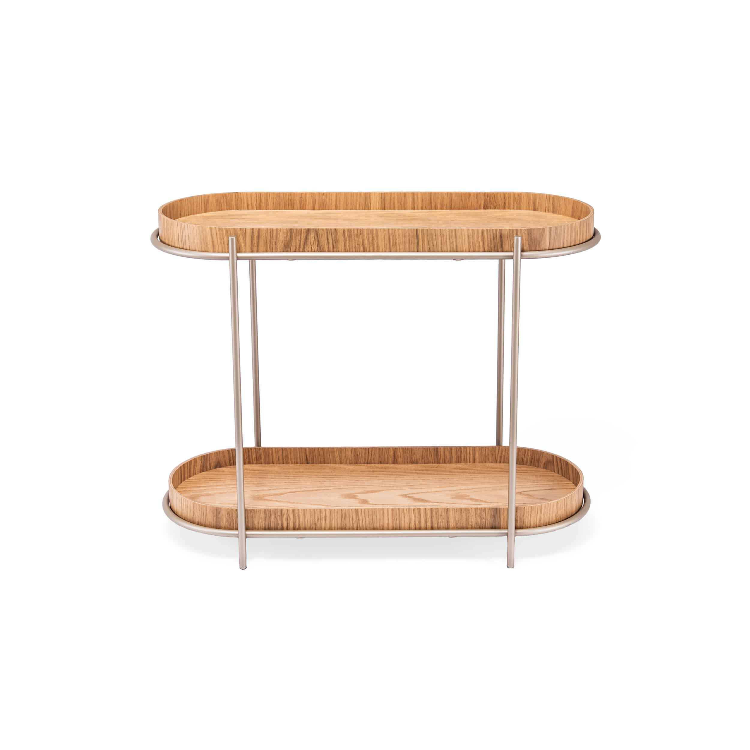 Mesa lateral moderna madera clara y metal diseño contemporáneo Panamá