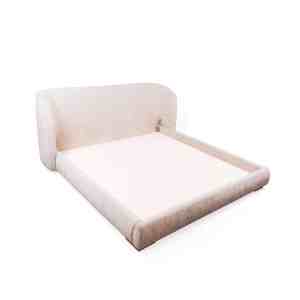 Cama Bali King tapizada en tela beige diseño moderno contemporáneo